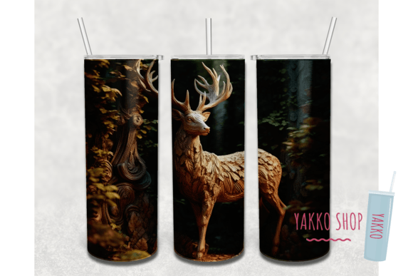 20oz 3D Deer Carved Wood Tumbler Wrap
