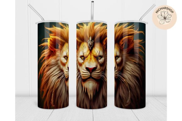 20oz 3D Lion Tumbler Sublimation Wrap: Digital PNG