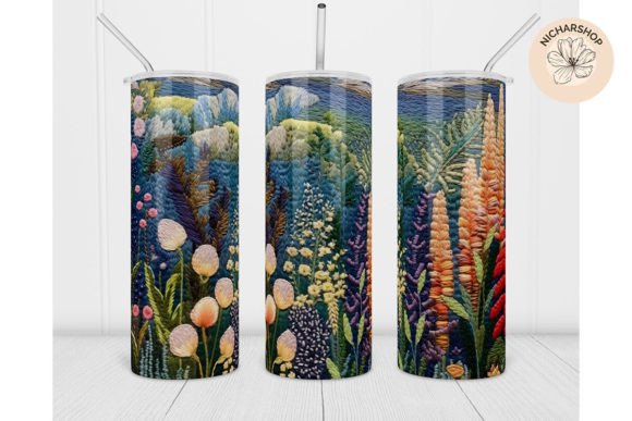 20oz 3D Pink Flower Embroidery Tumbler1: A Digital Design for Custom Sublimation