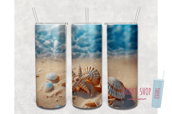 20oz 3D Shells Sea Beach Summer Tumbler2: Elevating Sublimation Projects with High-Resolution Digital Assets