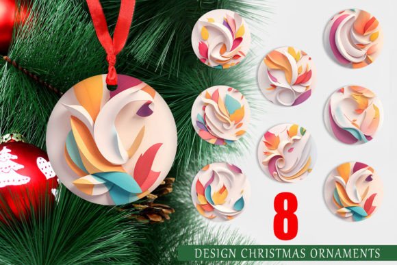 3D Abstract Autumn Christmas Ornament PNG Designs