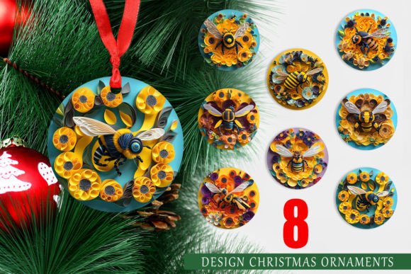 3D Bee Quilling Art: Printable Christmas Ornaments