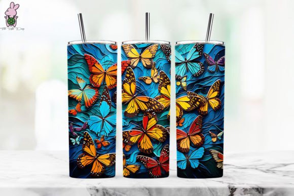 3D Blue Butterfly Flowers Background 19 Design Guide