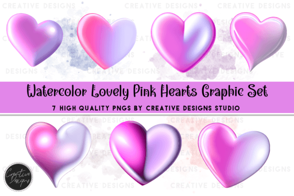3D Cartoony Pink Hearts Graphic Set: Elevating Modern Digital and Print Design