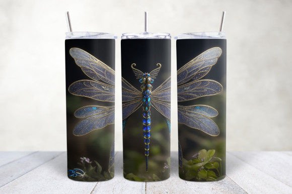 3D Dragonfly Tumbler Wrap: Digital Sublimation Design