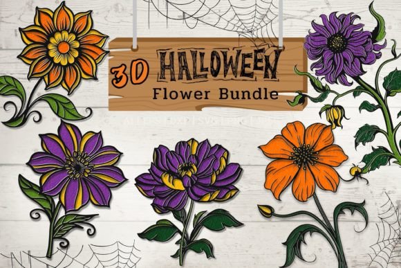 3D Halloween Flower Bundle: Creative Cut File Projects