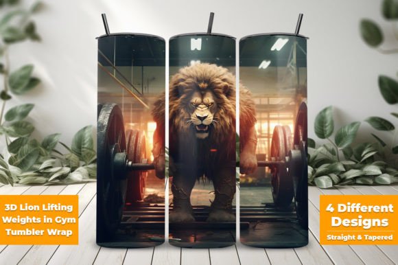 3D Lion Lifting Weights in Gym Tumbler: Strategic Asset Utilization for Custom Merchandise