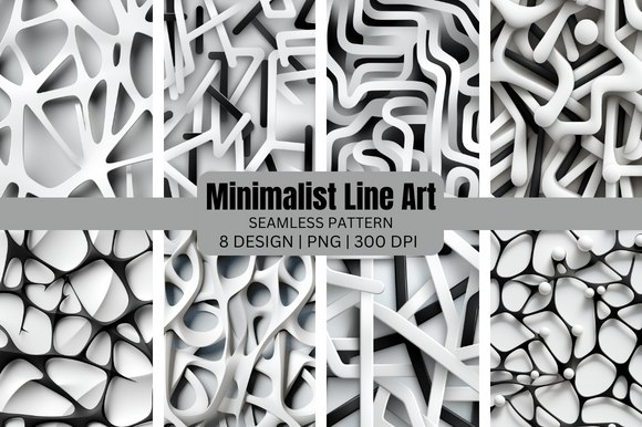 3D Minimalist Line Art Seamless Patterns for Modern Creative Projects