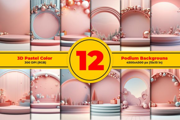 3D Pastel Color Podium Backgrounds for Versatile Creative Projects