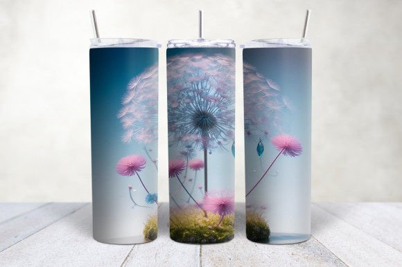 3D Pink Blue Dandelion Flowers Tumbler Design Guide