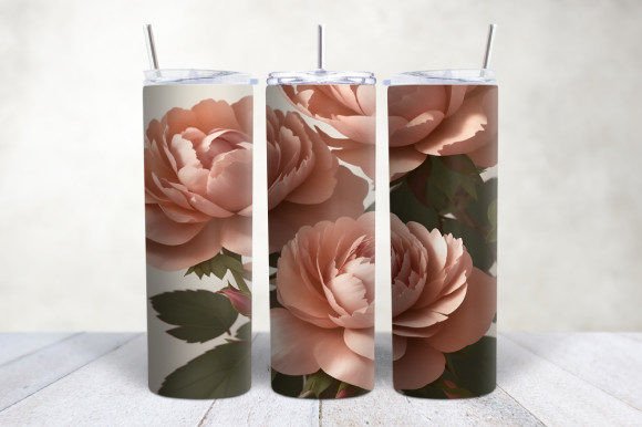 3D Rose Gold Peonies Flowers Tumbler Design Guide