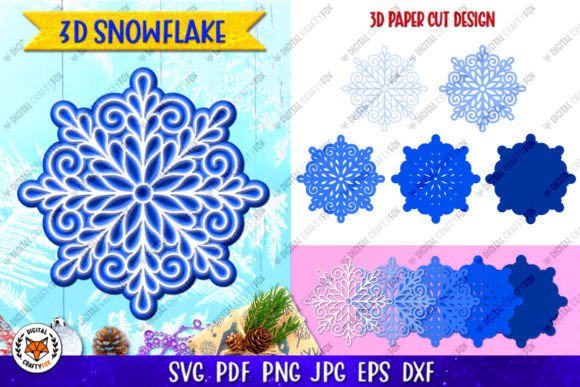 3D Snowflake Paper Cut & Christmas Ornament Design