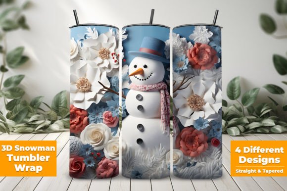 3D Snowman with Flowers Tumbler Wrap: Elevating Winter Sublimation Projects