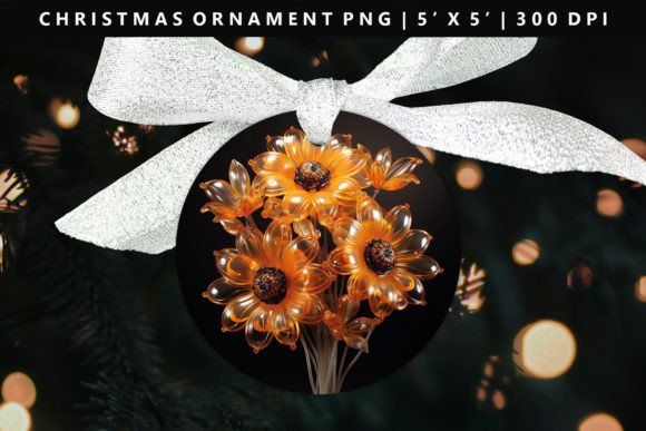 3D Sunflower Christmas Ornament PNG Guide