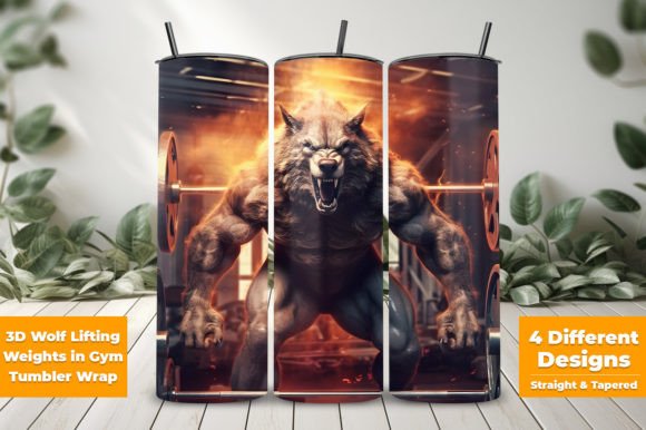 3D Wolf Gym Tumbler Design Assets