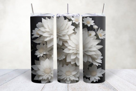 Elevating Custom Drinkware with the 3D White Flowers Tumbler Wrap