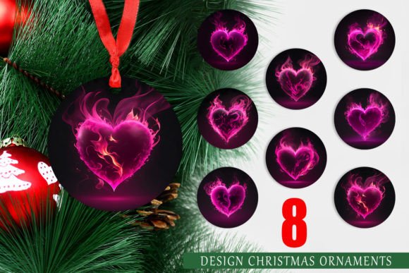 Elevating Holiday Decor with the Christmas Ornament 3D Heart Burning Digital Set