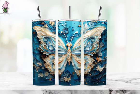 Elevating Sublimation Design: The Strategic Value of 3D Blue Butterfly Flowers Background 1 in Modern Custom Merchandise