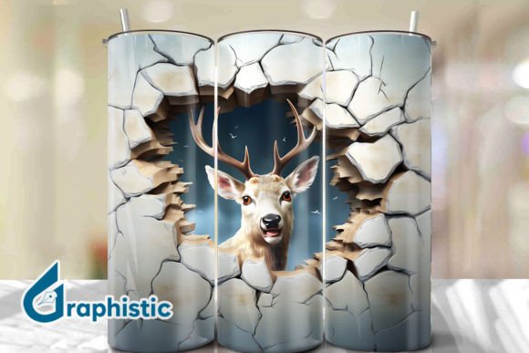 Evaluating Reindeer 3D Smash Wall Art Background 04 for Digital Design