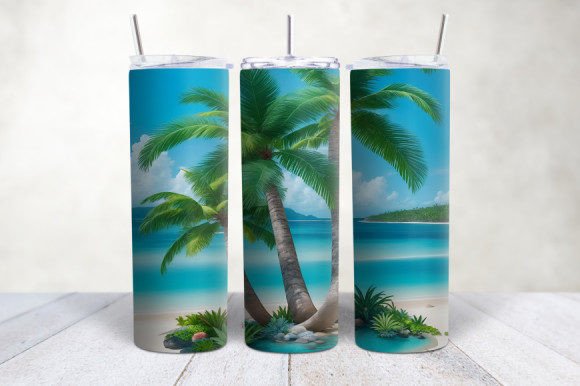 Evaluating the 3D Palm Trees Beach Ocean Tumbler Wrap for Sublimation Projects