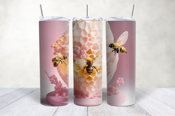 Evaluating the 3D Pink White Yellow Bee Tumbler Wrap for Sublimation Projects