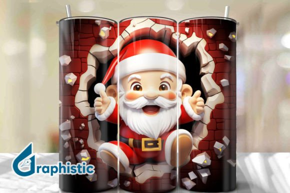 Maximizing Holiday Design with Santa 3D Smash Wall Art Background 24 Digital Assets