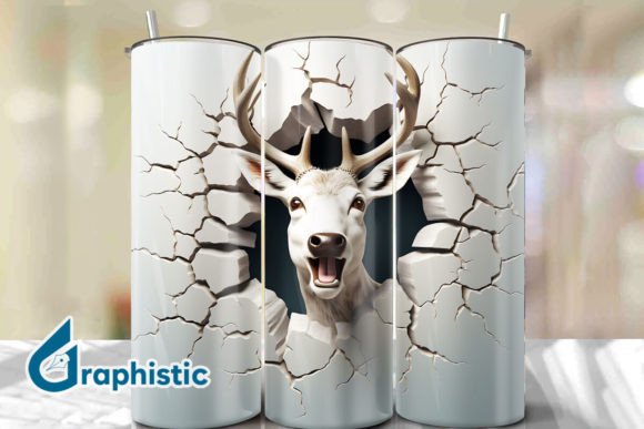Reindeer 3D Smash Wall Art Background 03: Elevating Holiday Design with High-Resolution Digital Assets
