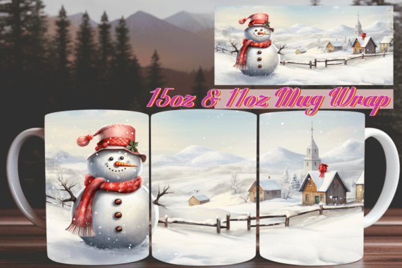 Sublimation 3D Winter Charm Mug Wrap Design